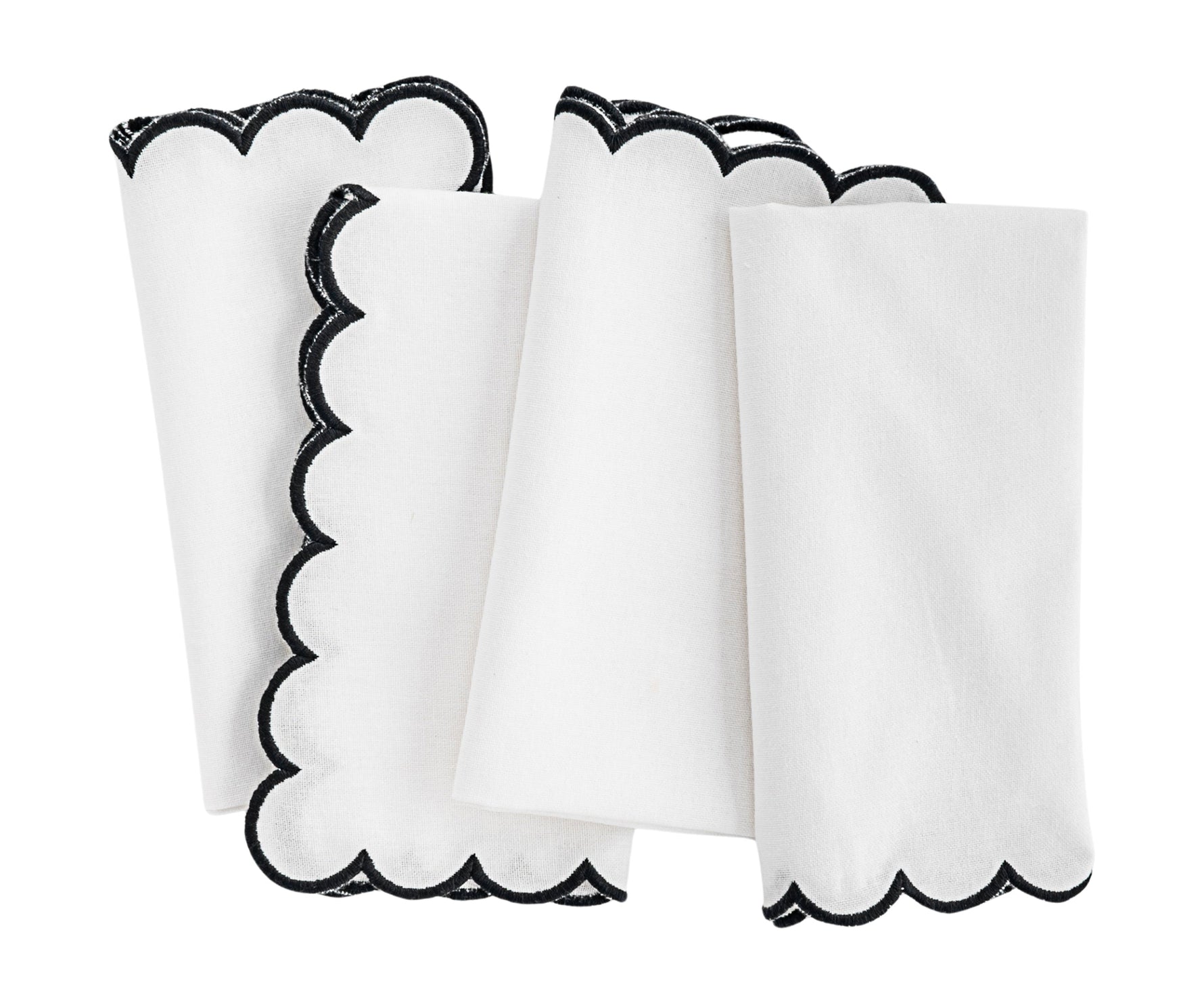 Napkins Black and White - Closewave Scalloped Edge
