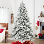6ft Snow-Flocked Pre-Lit Christmas Tree with 1100 PE+PVC Tips