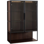 Modern Minimalist 51.2" Tall Lighted Display Cabinet with Tempered Glass