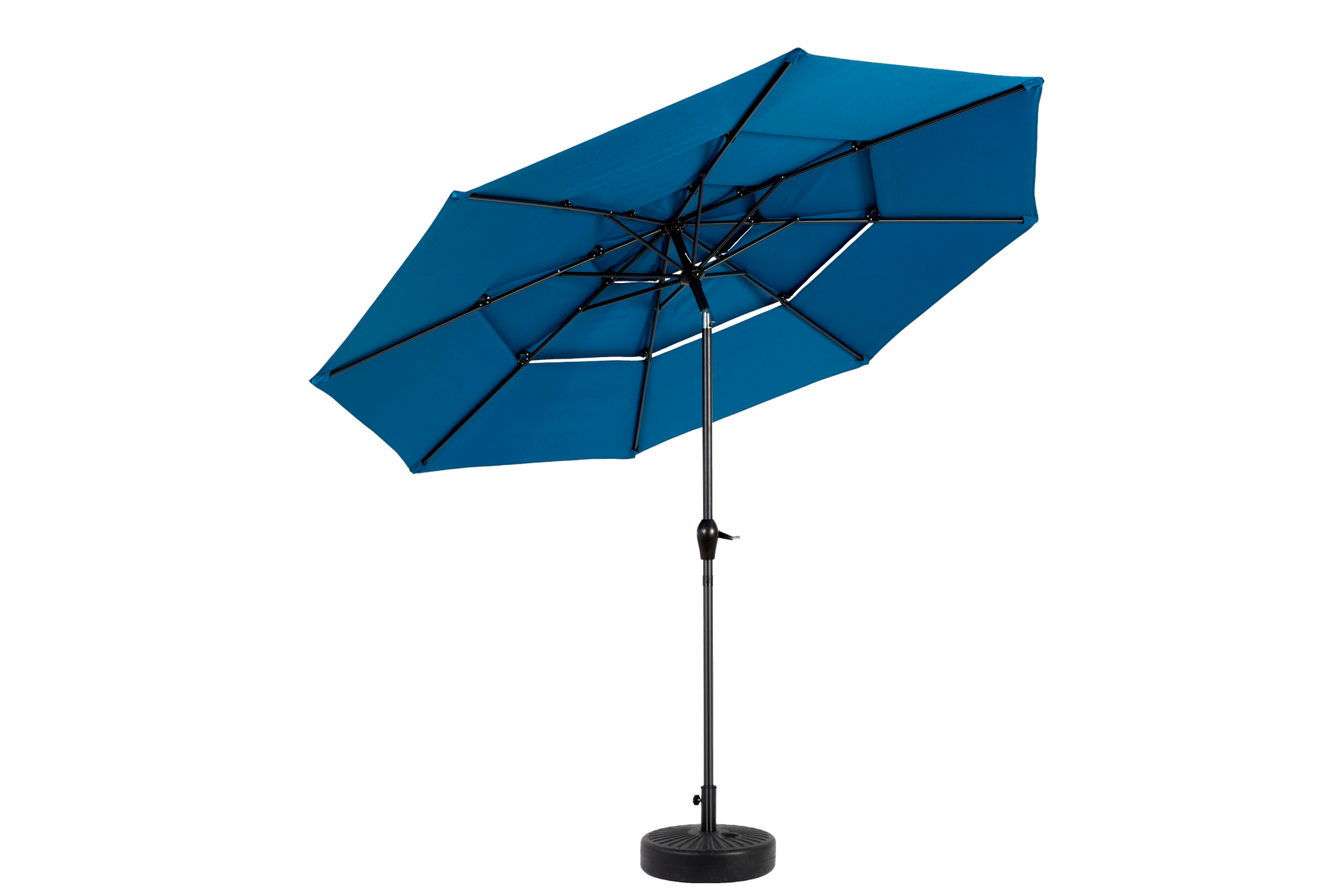 Aluminium 10ft 3 Tier Auto-tilt Outdoor Patio Umbrella - Dark Blue