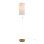 Bounty 62' Contemporary Metal Floor Lamp in Gold with White Linen Shade