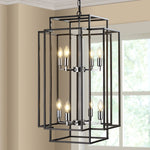 18' Modern 8-Light Black & Chrome Geometric Pendant Chandelier