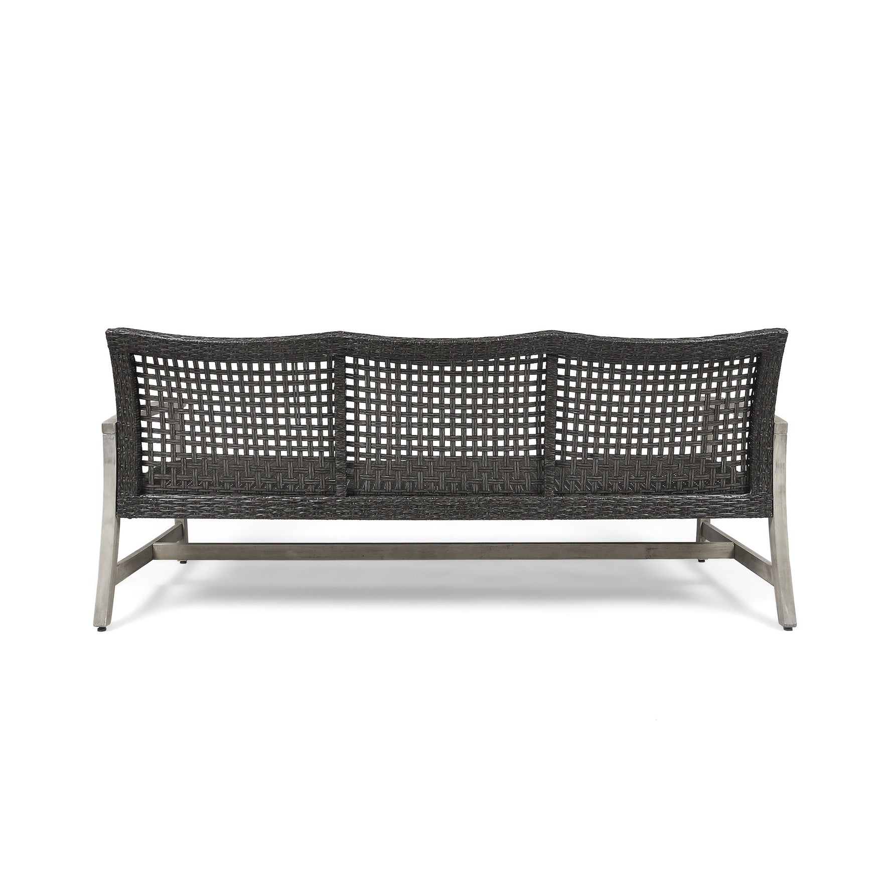Outdoor Acacia Wood Wicker 3 Seater Sofa