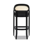 Americana Mid-Century Modern 30.5' Cane Back Bar Stool, Jet Black