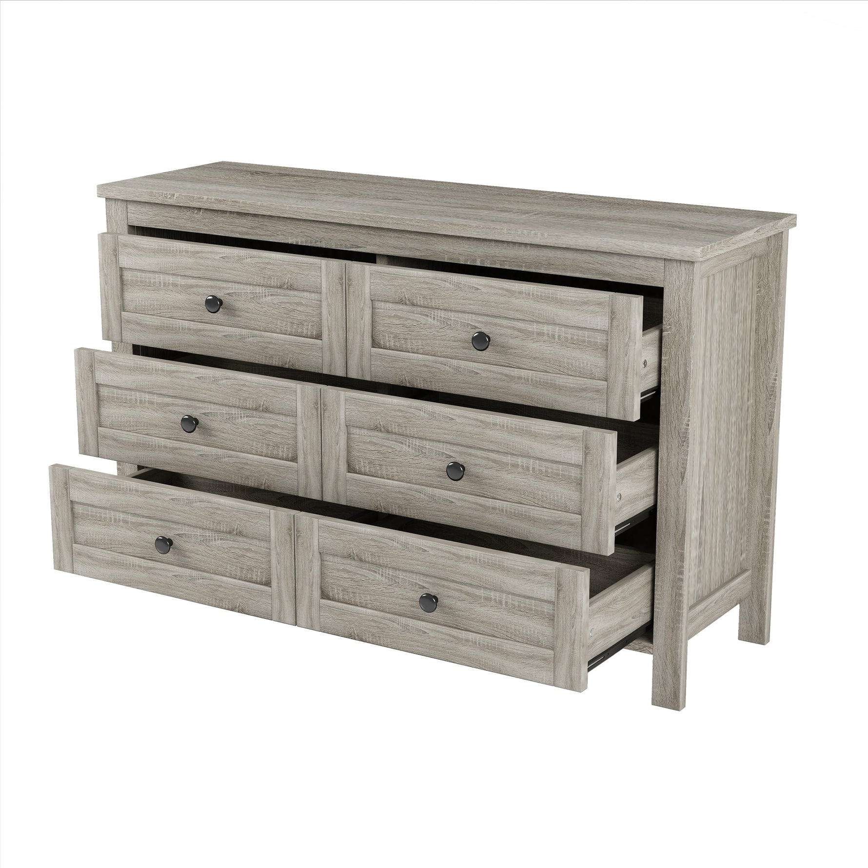 3-Pieces Bedroom Set Queen Size Farmhouse Platform Bed with Storage Headboard and Charging Station