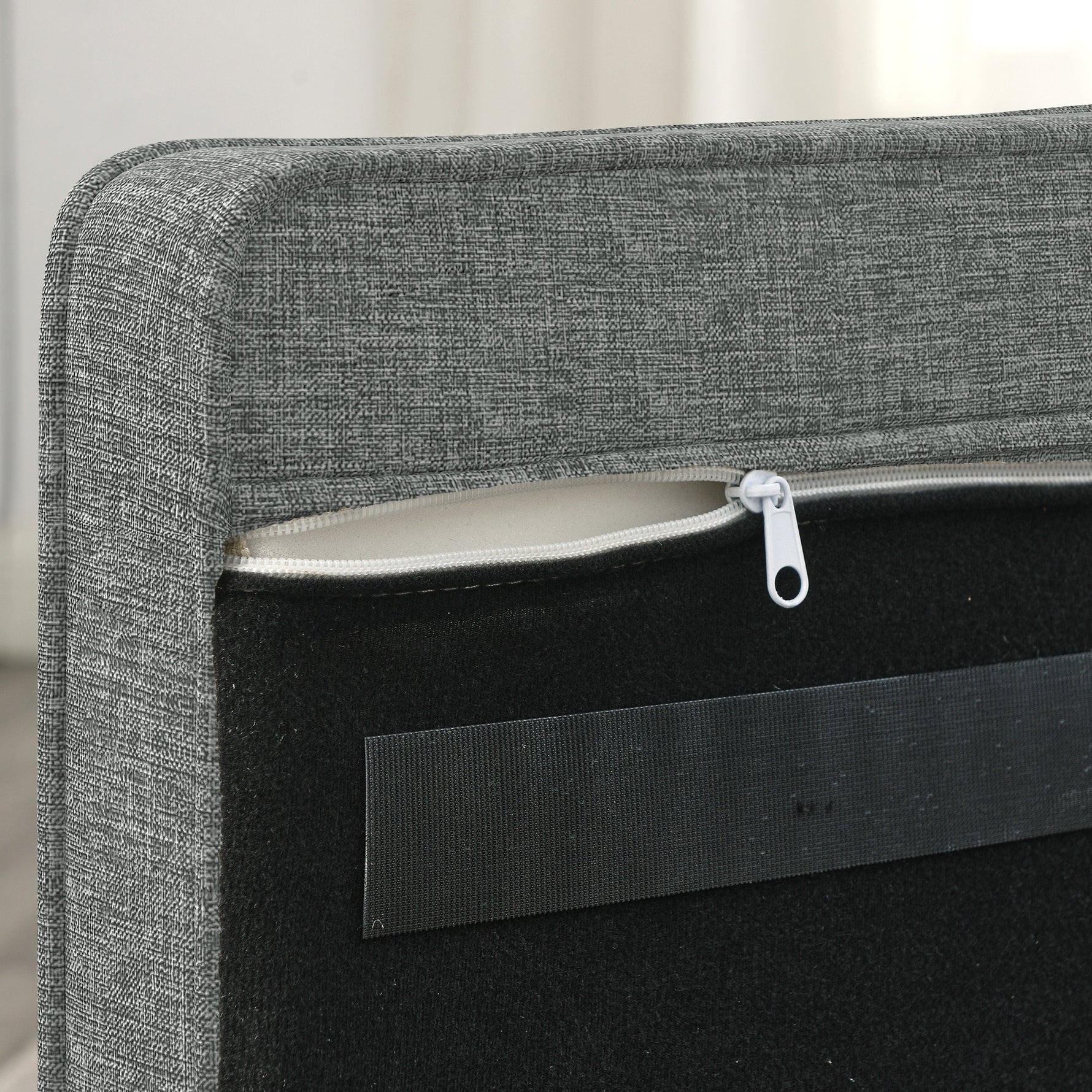 Modern Linen Fabric Light Grey Elevated Pet Bed