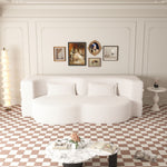 Modern Floor Sofa With Two Pillows Convertible Teddy Fabric Foam Filled Bed