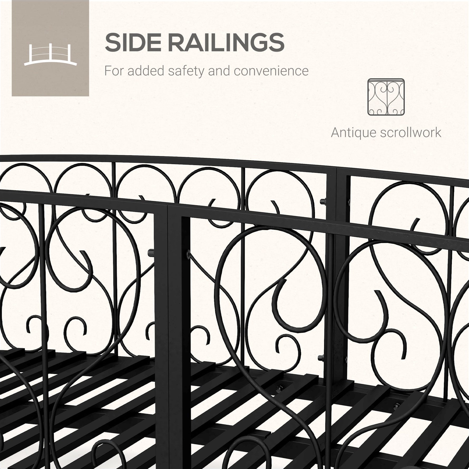 Outsunny 7' Metal Arch Garden Bridge with Safety Siderails