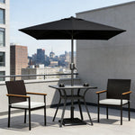 Set of 2 Patio Wicker Dining Chairs with Backrest and Armrests