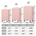 Set 3PCs 20'/24'/28' ABS Spinner Wheel Luggage - Pink