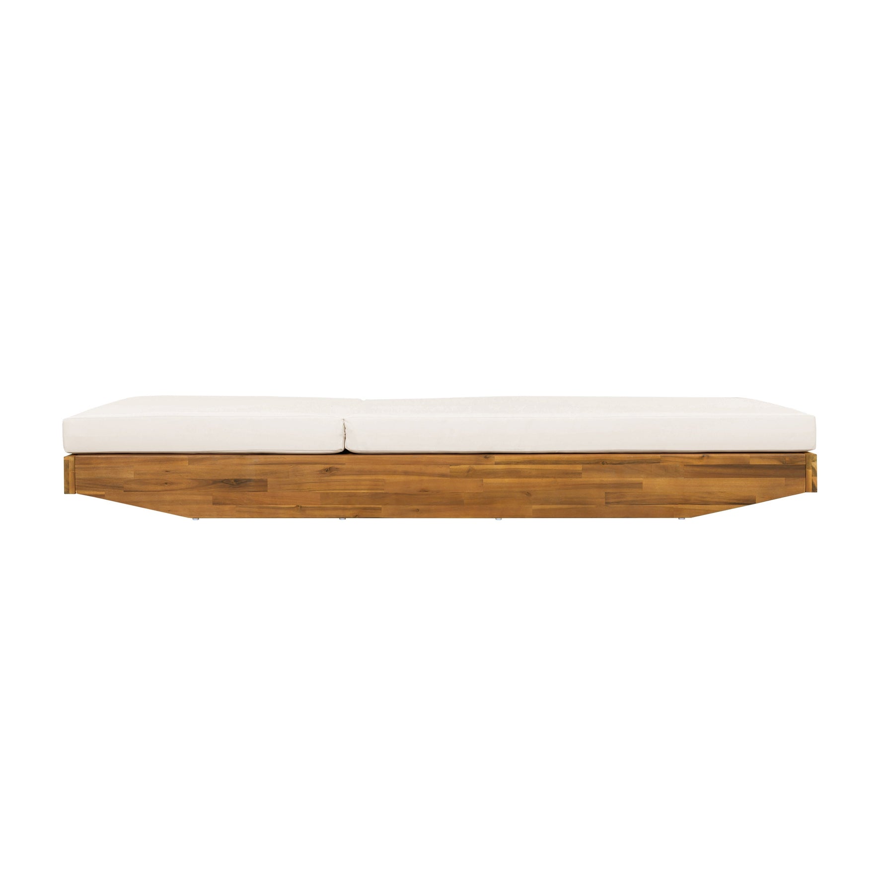 Acacia Wood Chaise Lounge with Cushion - Teak Finish