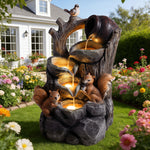 Squirrel Outdoor Water Fountain with Lights