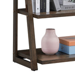 5-Tier Rubber Wood Bookshelf Ladder Storage Rack