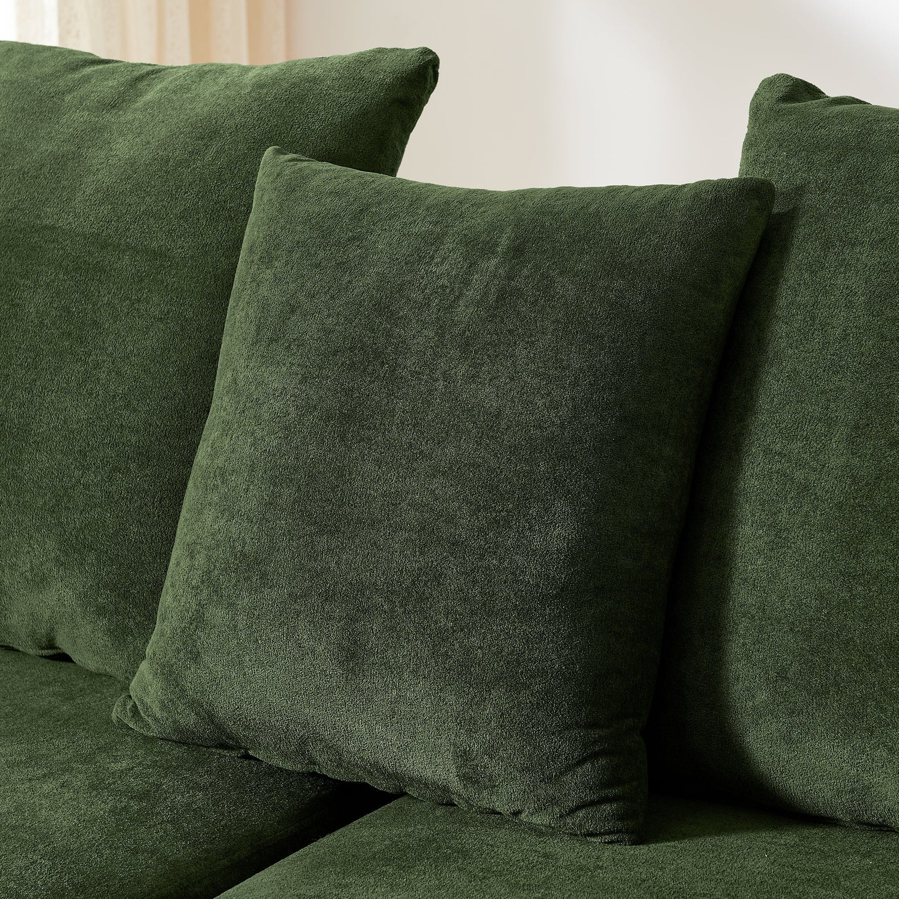 Modern Upholstered L-Shape Sectional Sofa Velvet Green