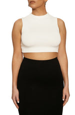 Naked Wardrobe The NW Sleeveless Crop Top in White, Size Medium
