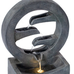 26.77'H Gray Circular Polyresin Outdoor Water Fountain with LED Light