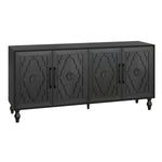 Carved Flower Door Large Storage Cabinet with Metal Handle