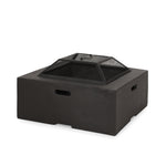 Outdoor 29' Square MgO Wood-Burning Fire Pit, Dark Gray