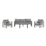 4-Pieces Outdoor Metal Patio Furniture Set with Cushions