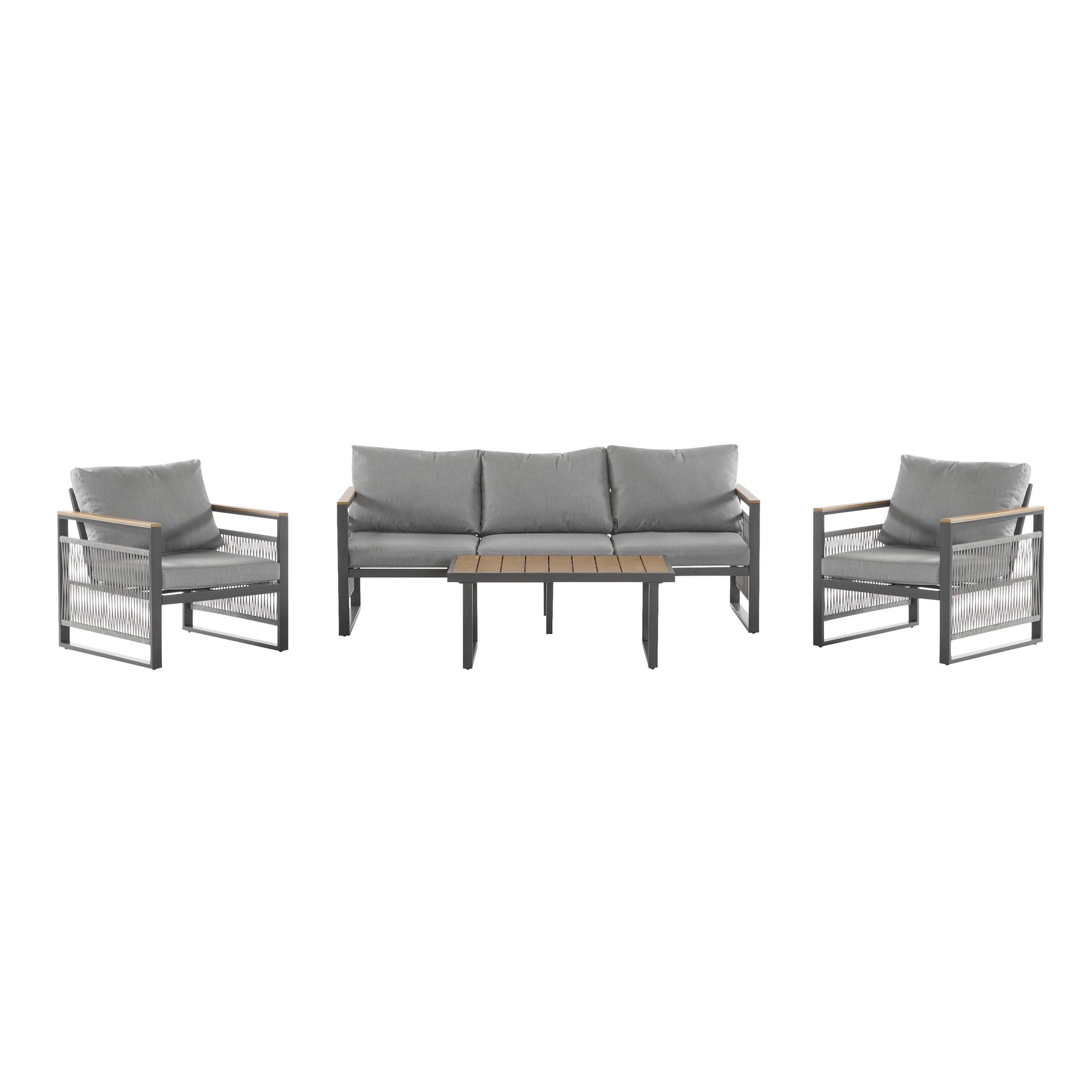 4-Pieces Outdoor Metal Patio Furniture Set with Cushions