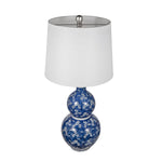 D13x25.7' Blue and White Round Two-Tiered Ceramic Vase Lamp