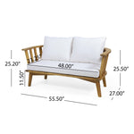 4-Pieces Acacia Wood Patio Furniture Set with Cushions