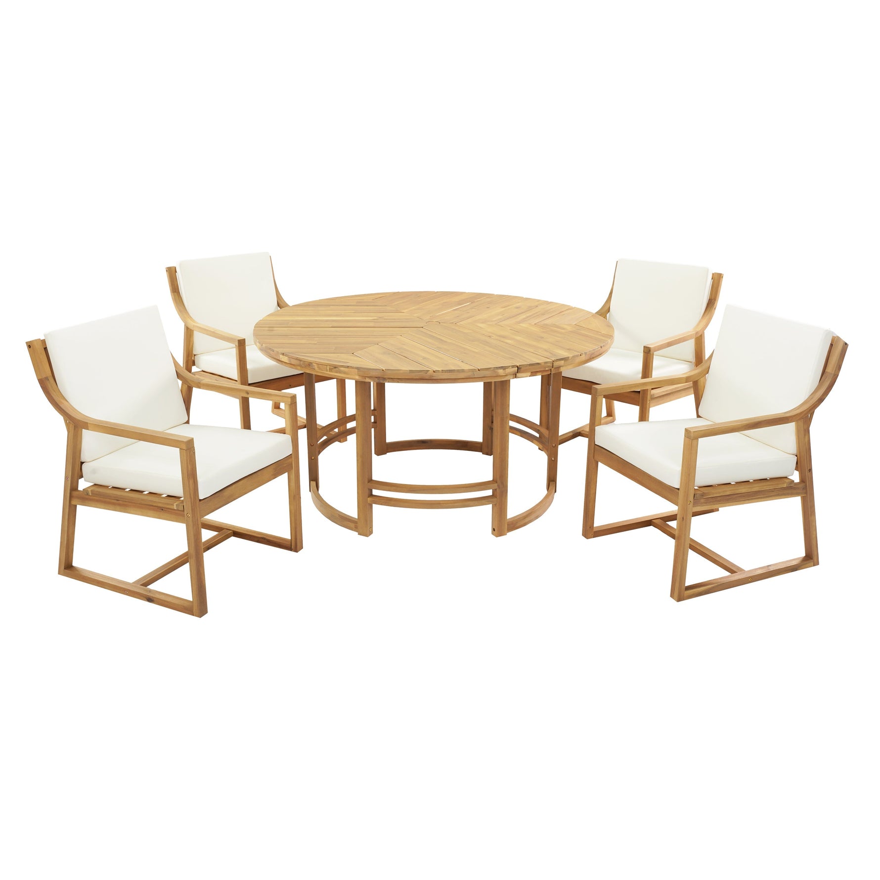 Outdoor Dining Set 5-Piece Patio Table And Chairs Set with Umbrella Hole