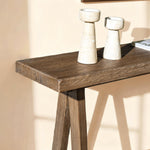 Hawthorne 60'' Solid Reclaimed Elm Trestle Console Table, Heritage Medium-Dark Brown