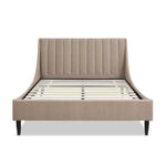 Aspen Vertical Tufted Modern Headboard Platform Bed Set, Queen, Mink Beige Performance Velvet
