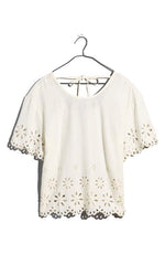 Madewell Floral Eyelet Crop Top in Lighthouse, Size Small