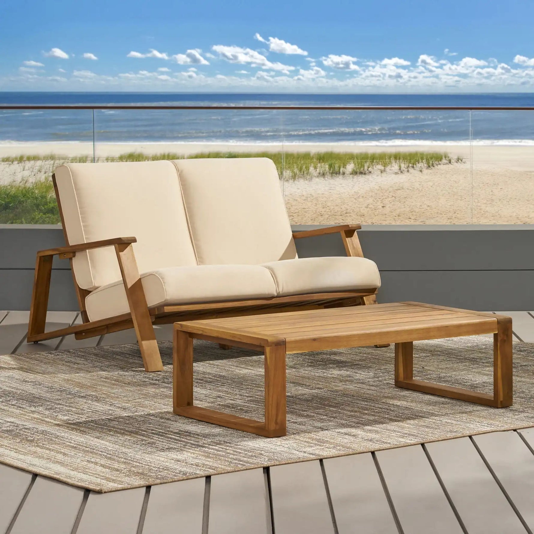 Paloma Contemporary Loveseat and Coffee Table Set