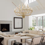 36-Light Gold Industrial Iron Candle Chandelier