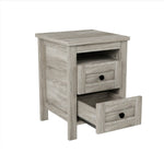 3-Pieces Bedroom Set Queen Size Farmhouse Platform Bed with Storage Headboard and Charging Station