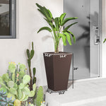 Outdoor Flower Plant Pots, Set of 3 Tall Planters with Drainage Hole