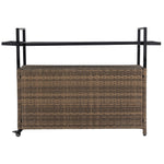 Outdoor Wicker Bar Cart with Glass Top and Wheels