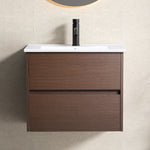 Wall-Mounted Bathroom Vanity, Soft-Close Drawer, Premium Slides - Black Brown