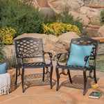 Luminea Outdoor Aluminum Dining Chair with Scroll Design