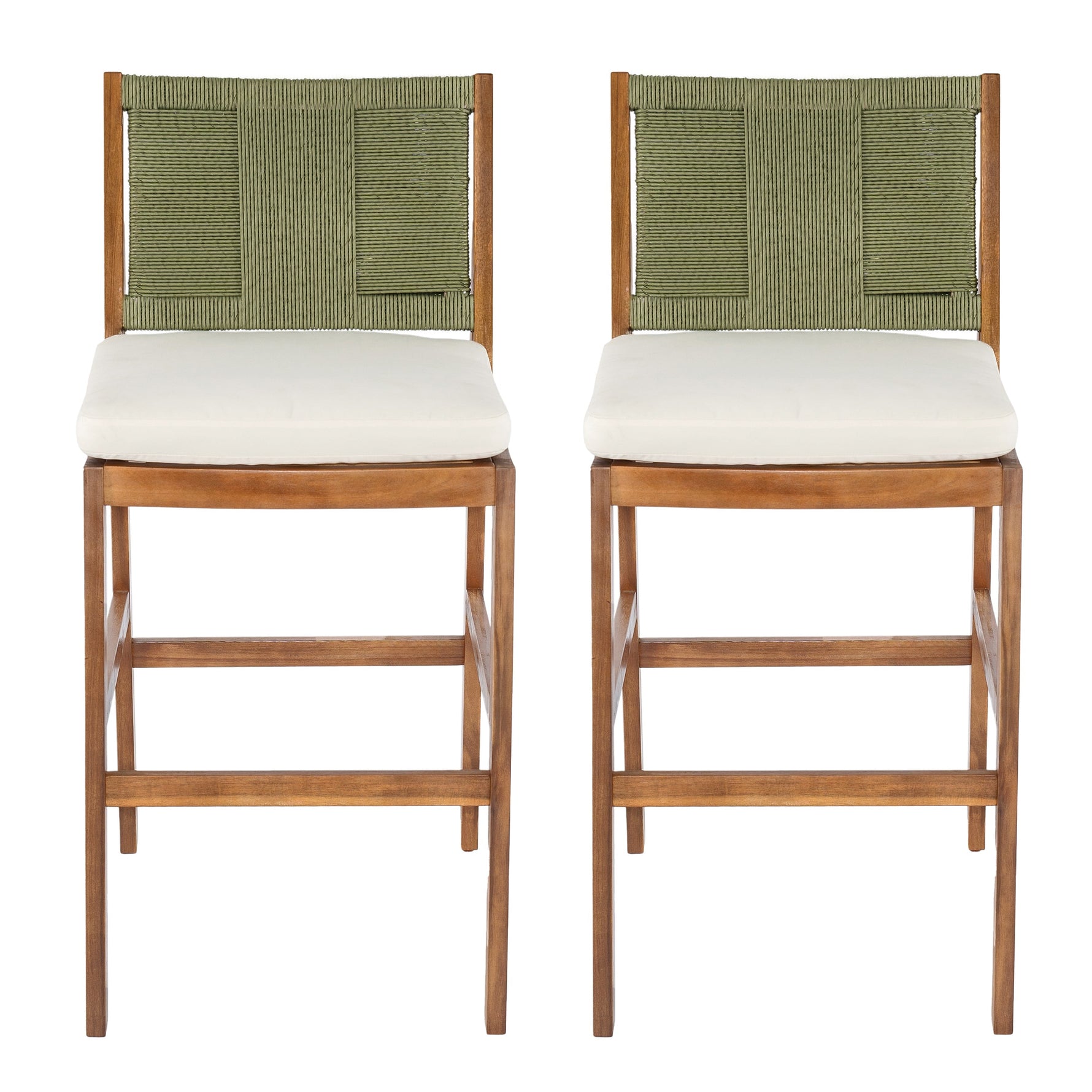 Outdoor Acacia Wood Bar Stools (Set of 2)