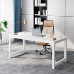 Executive Desk, Large Office Computer Workstation With Thick Frame - White