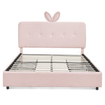 Full Size Kids Upholstered Bed with Oversized Rabbit Ear Headboard