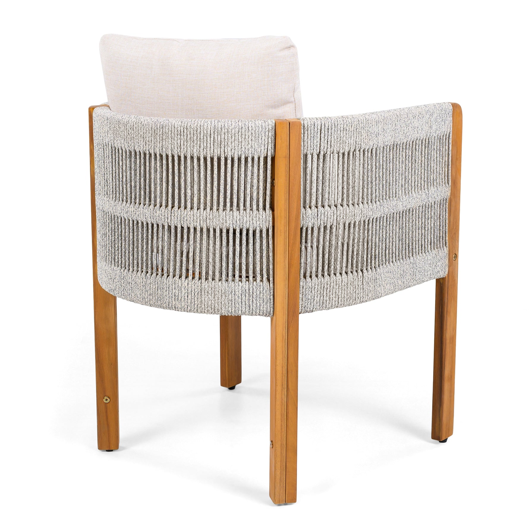 Acacia Wood Outdoor Dining Chairs 2-Pack with Beige Cushions