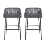 La Push Outdoor Patio Dark Gray Rope Barstool (Set of 2)