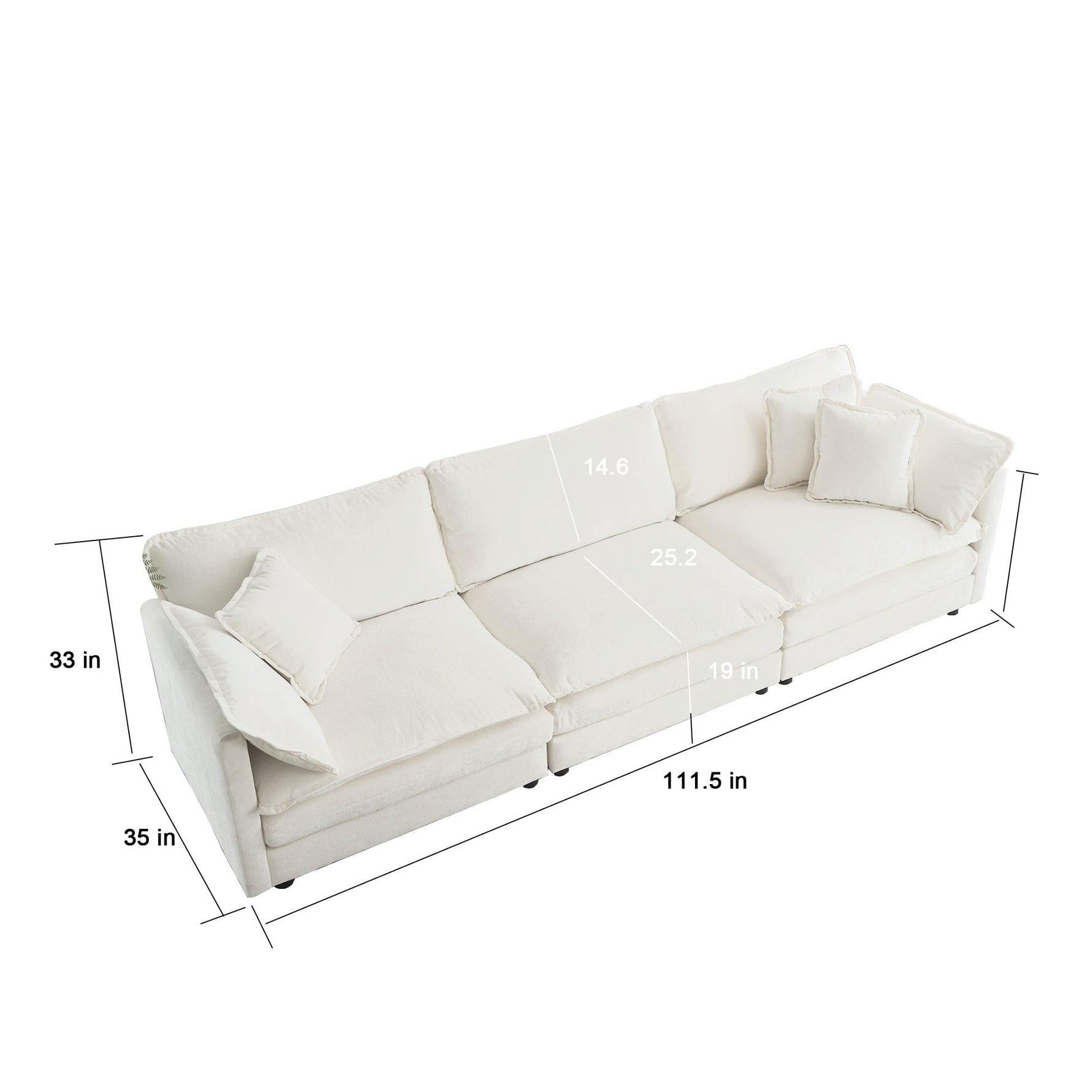 Sofa Set of 2 Chenille Couch, 2+3 Seater Sofa Set Deep Seat Sofa