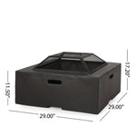 Outdoor 29' Square MgO Wood-Burning Fire Pit, Dark Gray