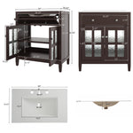 Bathroom Vanity With Ceramic Sink, Adjustable Shelf & Tip Out Tray
