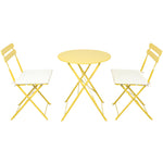 3 Pieces Patio Bistro Balcony Metal Chair Table Set - Yellow