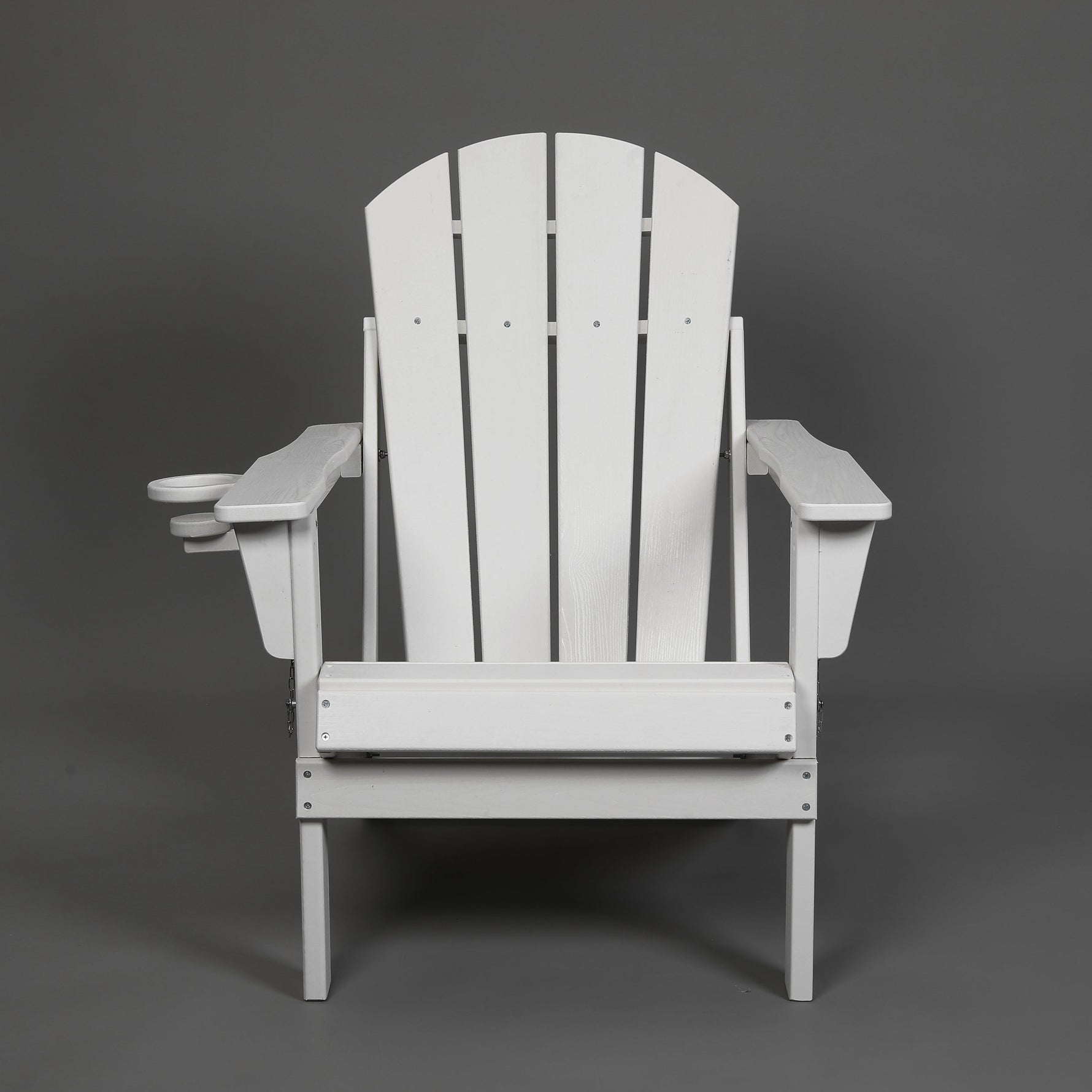 Folding Adirondack Chair with Dual Cup Holder - White