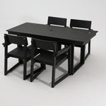 5 Piece Outdoor Dining Set with Umbrella Hole and 4 Armrest Chairs