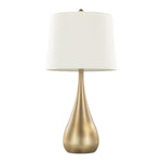 Pebble 29" Contemporary Metal Table Lamp Set in Gold with White Linen Shades - Set of 2
