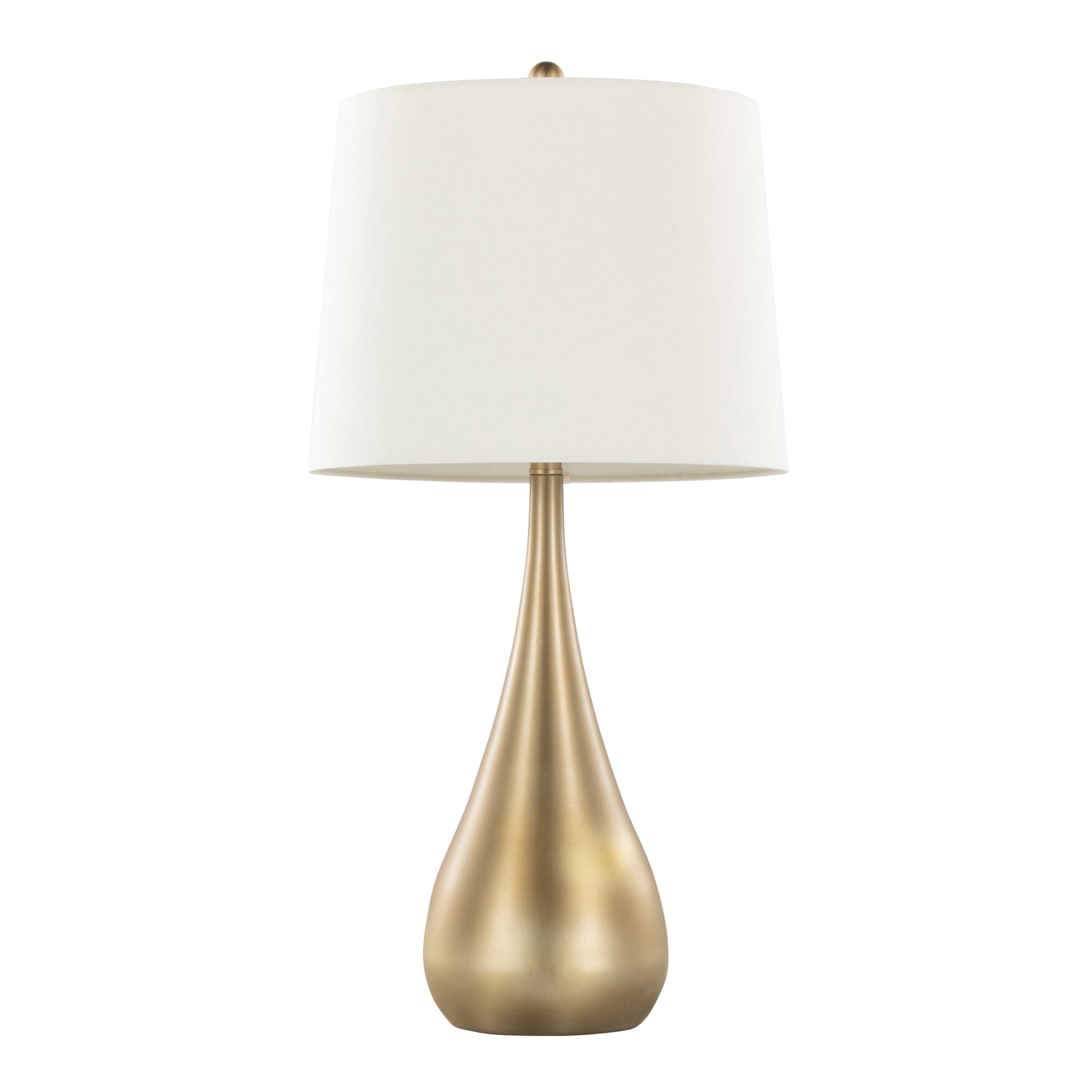Pebble 29" Contemporary Metal Table Lamp Set in Gold with White Linen Shades - Set of 2